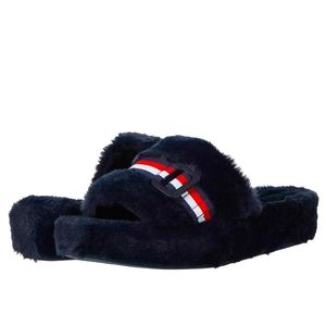 Womens Tommy Hilfiger faux-fur sandal slippers